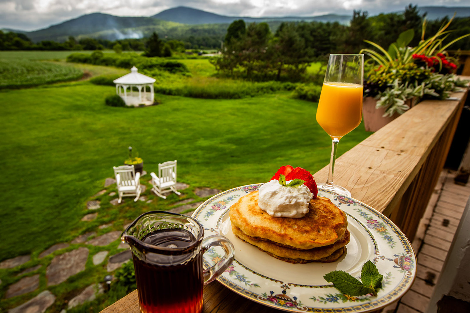 Made-to-order breakfast served on the deck